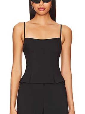 Free People Black Peplum Cami Top Set
